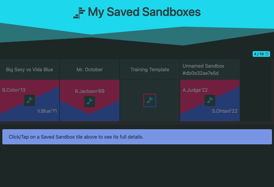 My Saved Sandboxes page