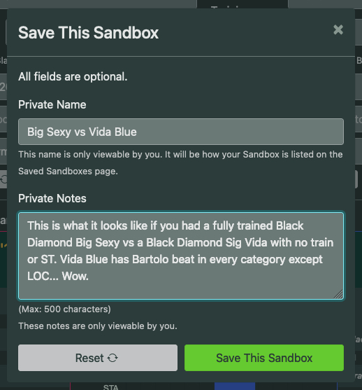 Save a Sandbox modal form