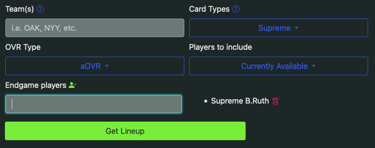 Forcing the algorithm to pick Supreme Batter Ruth